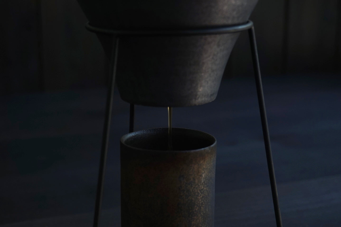 陶器と鉄のコーヒードリッパーセット