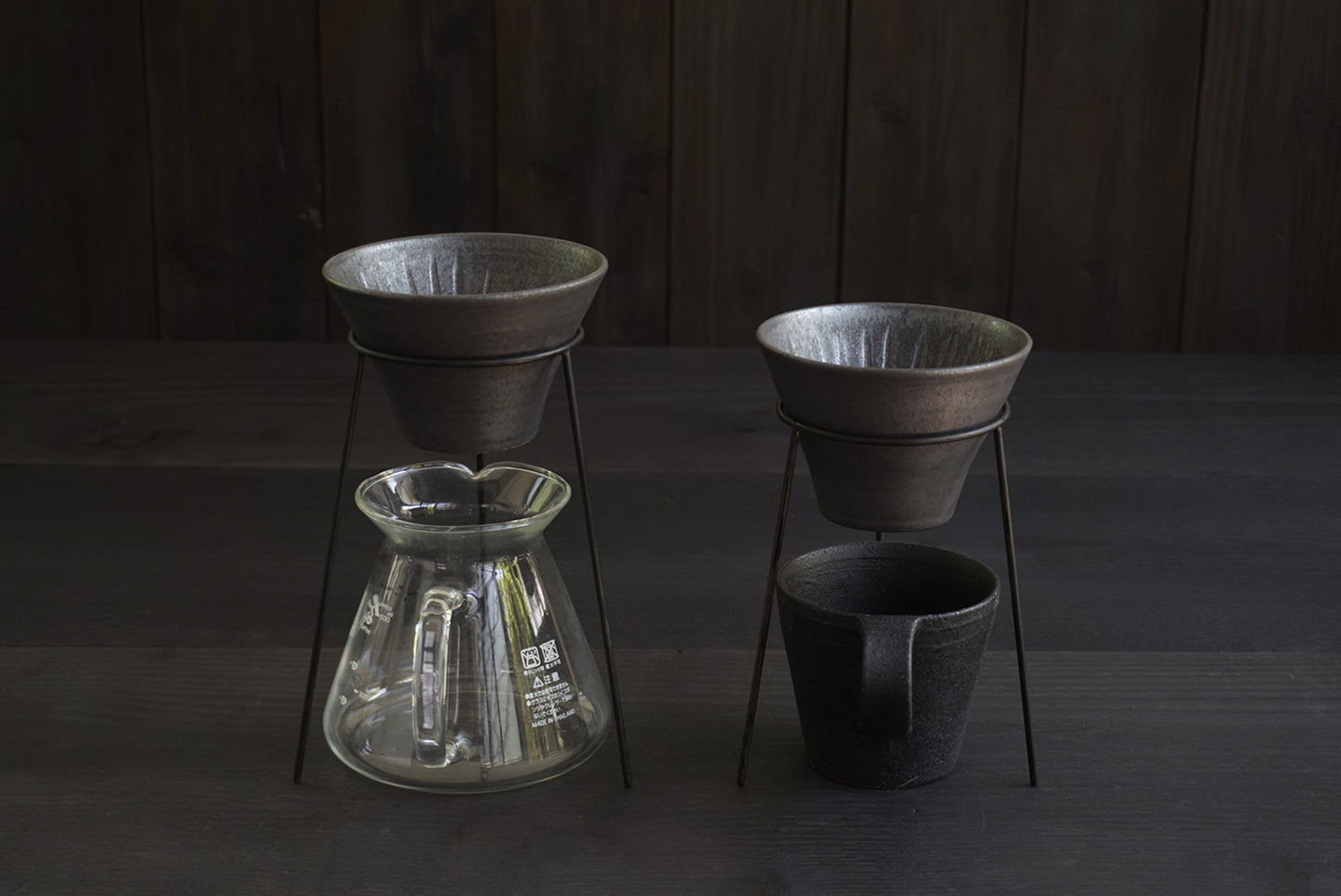 陶器と鉄のコーヒードリッパーセット