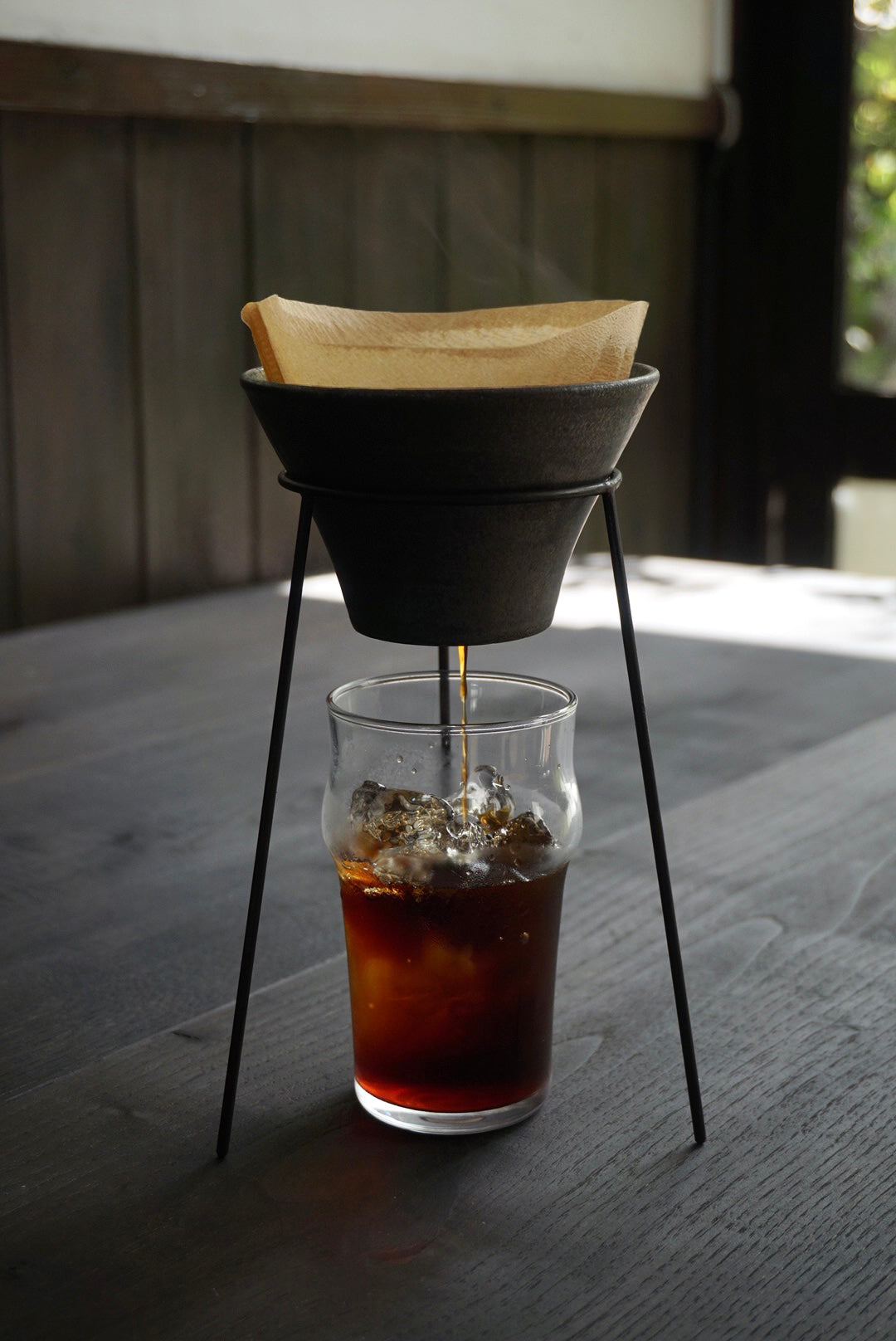 陶器と鉄のコーヒードリッパーセット
